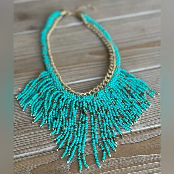 ‼️RARE‼️🎸Adornia🎸🔥NWOT🔥14K Yellow Gold Plated Chain & Beaded Fringe Necklace